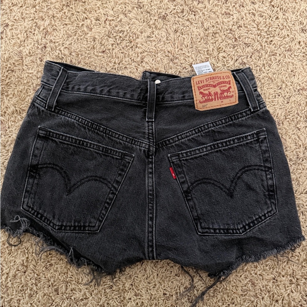 Levi's Black Cutoff Denim Shorts with Frayed Hem